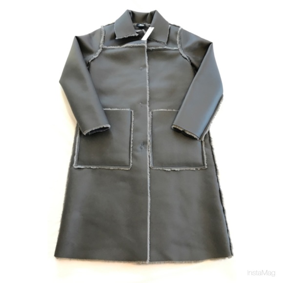 MAEVE Gray Reversible Faux Leather & Faux Fur Long Coat - Picture 6 of 16